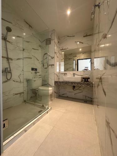 清莱清莱钻石公园度假酒店的浴室配有卫生间、盥洗盆和淋浴。