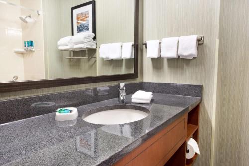Cascade德鲁里大急流城套房酒店的一间带水槽和镜子的酒店浴室