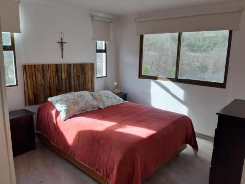 DiaguitaDIAGUITAS, VICUÑA, VALLE DEL ELQUI的卧室配有一张墙壁上的横截床
