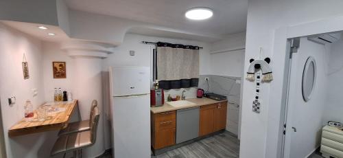阿富拉RutSuite的厨房配有白色冰箱和水槽