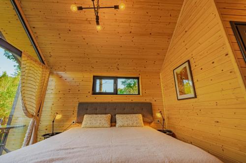 佩什泰拉Saint Constantine Mountain Retreat的小木屋内的卧室配有一张大床