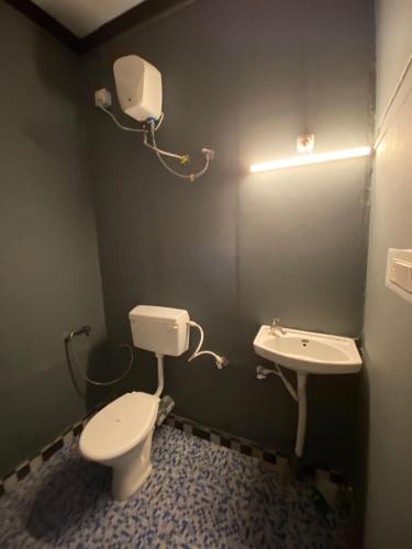 帕罗林Bibhitaki Hostels Palolem Beach的一间带卫生间和水槽的小浴室