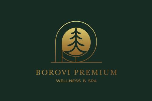迪瓦伊巴雷BOROVI PREMIUM wellness&spa的带有树标志的盾牌