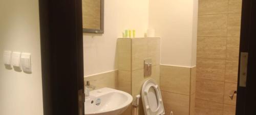 安曼DeadSea view apartments Samarah Resort E22的一间带卫生间和水槽的浴室