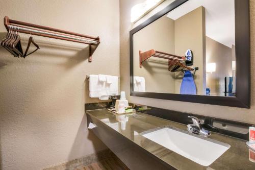 福雷斯特城Econo Lodge Forrest City I-40的一间带水槽和大镜子的浴室