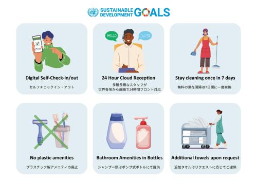 东京Minn Machiya的一套不同类型的清洁消毒服务的图标