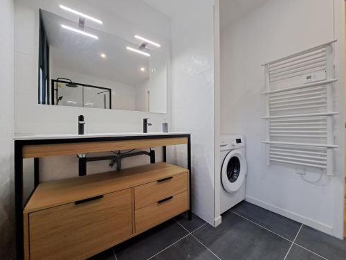 兰斯Antibes, duplex lumineux的一间带水槽和洗衣机的浴室