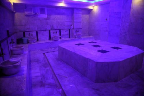 凡城迪梅特公园酒店的带卫生间的客房内设有带大浴缸的浴室