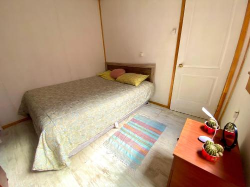 科伊艾科Habitación privada的一间小卧室,配有一张床和一张桌子