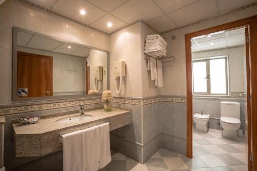 代尔特布雷鲁尔酒店的一间带水槽、卫生间和镜子的浴室