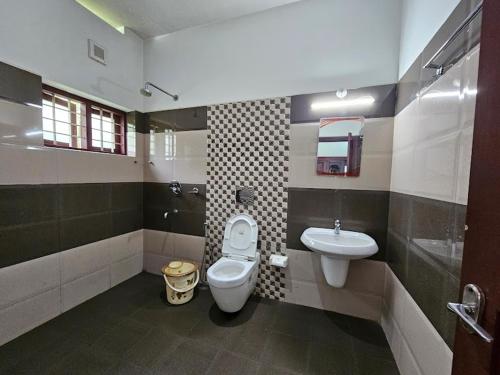 提喀迪Pknhomestay kumily thekkady的一间带卫生间和水槽的浴室