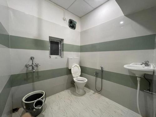 焦尔哈德Assam Villa - by Storyweavers Retreat的一间带卫生间和水槽的浴室