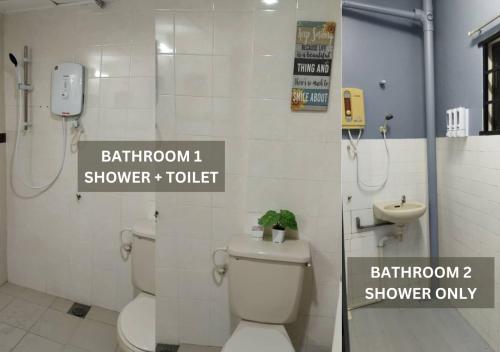 波德申2BR Apartment in Port Dickson Bayu Beach Resort的一间带卫生间、水槽和电话的浴室