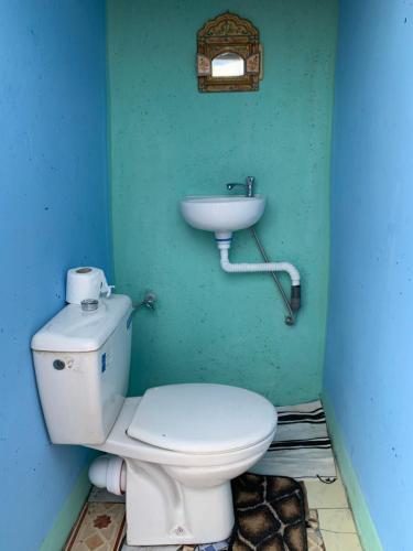 JaïdatLekechdomes la terre des bédouins的浴室配有白色卫生间和盥洗盆。