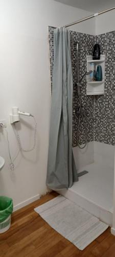 科莫Como 3 B&B的带淋浴和浴帘的浴室