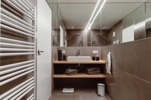 安纳贝格-伦格茨ALPINE LOFT Martini的一间带水槽和镜子的浴室