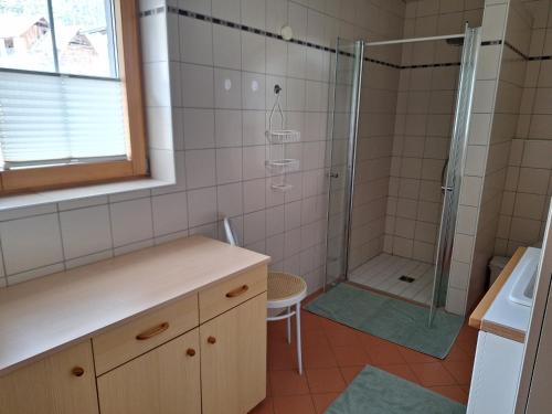 ReisachZitas Ferienwohnung的带淋浴的浴室和玻璃门