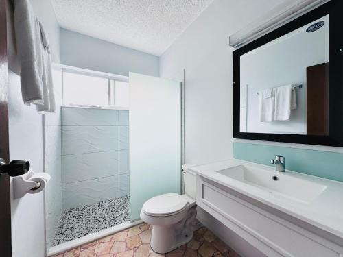 蒙特哥贝托比度假酒店的浴室配有卫生间、盥洗盆和淋浴。