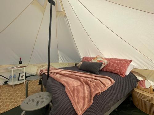 亚拉腊Cosy Glamping Tent 6的帐篷内一间卧室,配有一张床