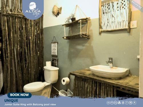 巴亚希贝Bayahibe Lodge的一间带卫生间和水槽的浴室