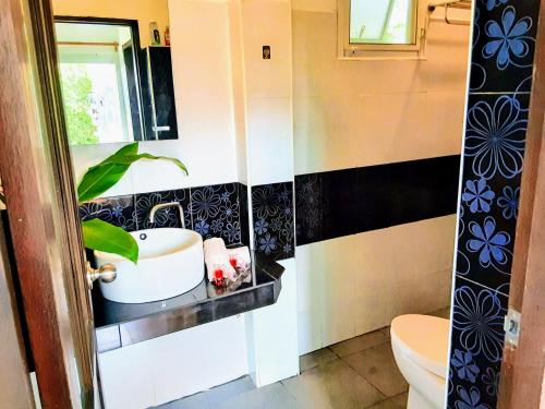 西塔努Mangrove beach house Sri Thanu的一间带水槽和卫生间的浴室