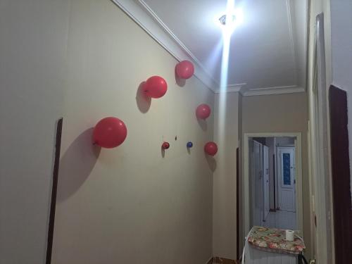 赫尔格达Sweet Home Hostel- No Egyptian的墙上挂着红色气球的房间
