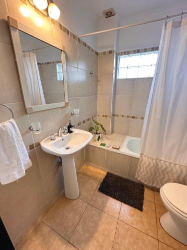 科隆Ingá Puerto Colón l的浴室配有盥洗盆、卫生间和浴缸。