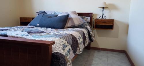 圣卡洛斯-德巴里洛切El Llanqui的一间卧室配有床,床上装有被子