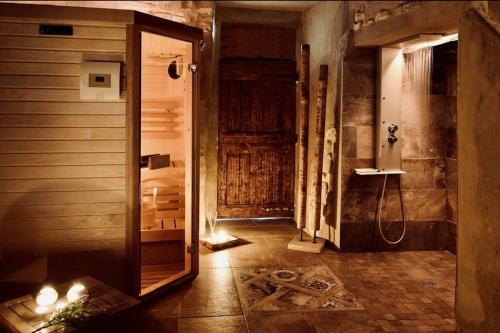 Sasso FeltrioRelais B&B Betty Bike的带淋浴和步入式淋浴间的浴室
