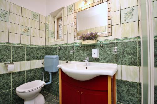 希洛Apartment Renata的一间带水槽、卫生间和镜子的浴室