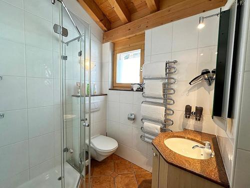 蓬特雷西纳Maisonette: 45m2 zum Relaxen, 2 Pers./GP - ME17-B的浴室配有卫生间水槽和淋浴。