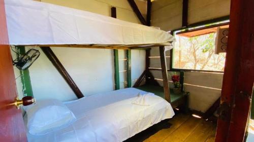 塔甘加Tamarindo Beach hostel的一间卧室配有双层床