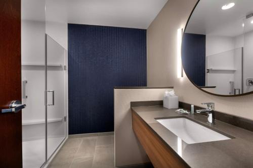 康威Fairfield by Marriott Inn & Suites Coastal Carolina Conway的一间带水槽和镜子的浴室