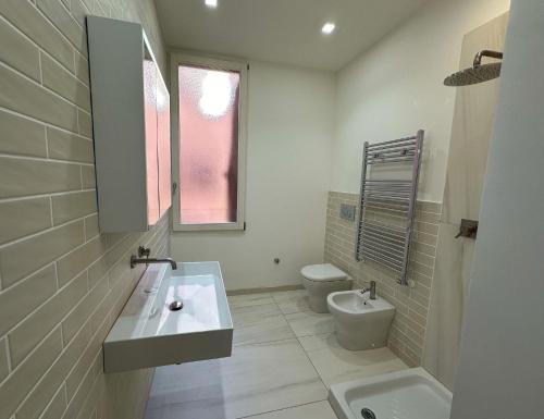 博洛尼亚whouse large suite apartment indipendenza的一间带水槽和卫生间的浴室