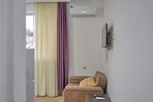 KhuloHotel Lile • სასტუმრო ლილე的带沙发和电视的客厅