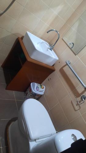 爱妮岛Lolo Panding Inn的浴室配有白色卫生间和盥洗盆。