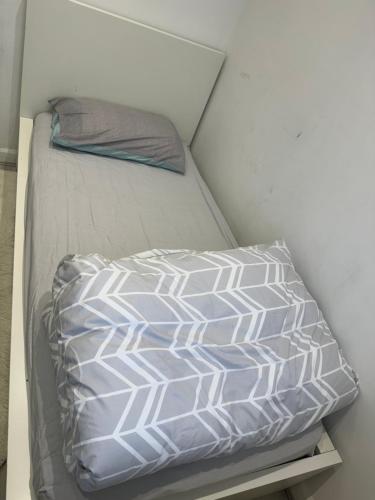 CanveySingle Room的床上的枕头