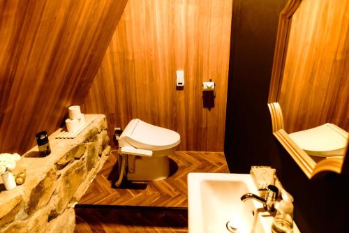 四万十市GREEN HOUSE -非対面ﾁｪｯｸｲﾝContactless Bed & Breakfast -的一间带卫生间和水槽的浴室