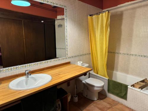ClaravallsCa la Bet的一间带水槽、卫生间和镜子的浴室