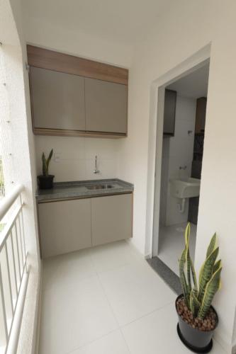 圣路易斯Apartamento Luxuoso à 2km da Litorânea的一间带水槽和卫生间的浴室