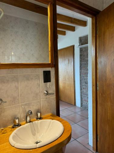 圣马丁德洛斯Huilen de Bandurrias的浴室配有白色水槽和淋浴。