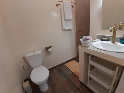 土巴迪亚劳La Villa d'O的浴室配有白色卫生间和盥洗盆。