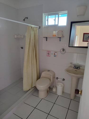 圣安德烈斯卡佩寓所旅馆的一间带卫生间和水槽的浴室
