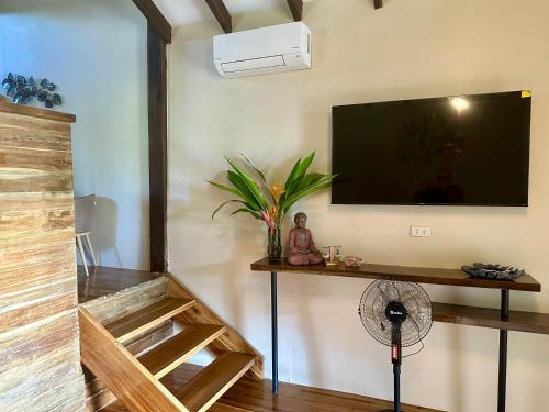 爱妮岛TukoKubo的客厅设有壁挂式平面电视。