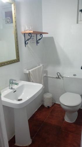 布维翁Cortijo "Casa Ibero" Bubion, Alojamiento Turistico Rural的浴室配有白色水槽和卫生间。
