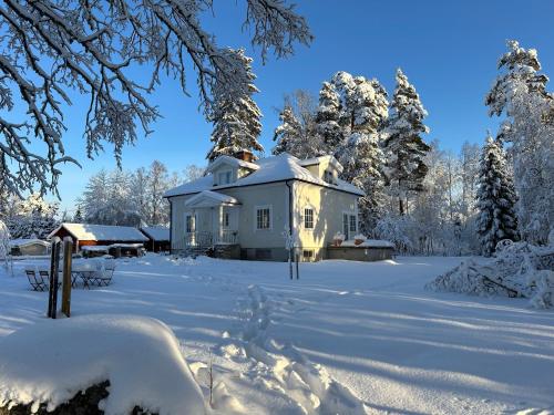 SkebobrukLugnet的雪场上被雪覆盖的房子