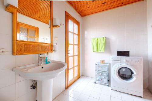 伊兹密特Dreamy Duplex Villa with Huge Garden in Kocaeli的一间带水槽和洗衣机的浴室