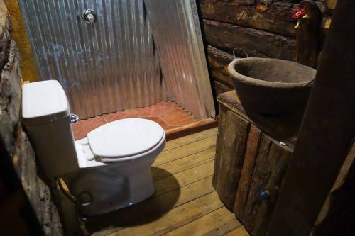 特克潘危地马拉Fuego - Wood Cabin Tecpan (No Wifi, Relax)的小屋内带卫生间的浴室