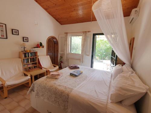 帕莱欧卡斯提撒Villa Stephanie的一间卧室设有一张床和一个窗口