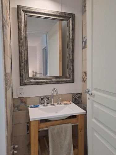 EstherApartamentos El Pintor的一间带水槽和镜子的浴室